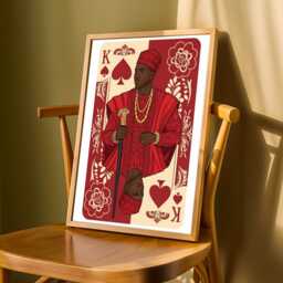 King Of Clubs Art Print Red, Gold, & Black Afrocentric Decor - Poster Only - thumbnail 3
