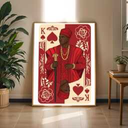 King Of Clubs Art Print Red, Gold, & Black Afrocentric Decor - Poster Only - thumbnail 1