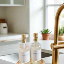 Glass Soap Dispensers With Pump 16 Oz -Minimalist Refillable Hand & Dish Bottles Waterproof Labels- Modern Kitchen Decor - thumbnail 2