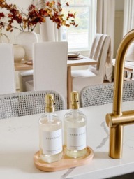 Glass Soap Dispensers With Pump 16 Oz -Minimalist Refillable Hand & Dish Bottles Waterproof Labels- Modern Kitchen Decor