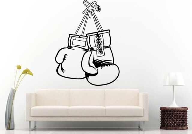 Boxing Sport Gloves Hanging On A Nail Martial Arts Fighting Wall Decal Vinyl Sticker Mural Room Decor L619 - image 1