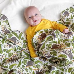 Sloth Giant Muslin - Organic Swaddle Blanket New Baby Gift - thumbnail 1
