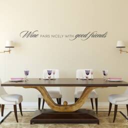 Wine Pairs Nicely With Good Friends Wall Decal Quote - Vinyl Art Kitchen Home Decor - thumbnail 2