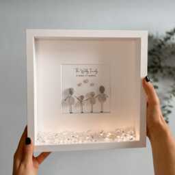 Cute Family Personalised Pebble Art Stone People Picture Frame Keepsake Name New Baby Wedding Gift Birthday For Her