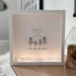 Cute Family Personalised Pebble Art Stone People Picture Frame Keepsake Name New Baby Wedding Gift Birthday For Her - thumbnail 2