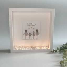 Cute Family Personalised Pebble Art Stone People Picture Frame Keepsake Name New Baby Wedding Gift Birthday For Her - thumbnail 3