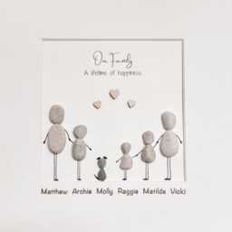 Cute Family Personalised Pebble Art Stone People Picture Frame Keepsake Name New Baby Wedding Gift Birthday For Her - thumbnail 3