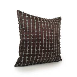 "Dark Brown Pillow, Decorative Throw Pillow Cover, Cushion Covers, Accent Pillowcase, Linen Blend Teal Velour Detailed, 12""x18" - thumbnail 2