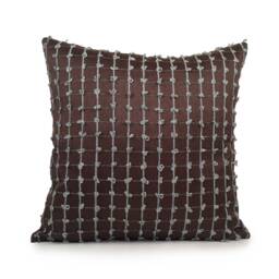 "Dark Brown Pillow, Decorative Throw Pillow Cover, Cushion Covers, Accent Pillowcase, Linen Blend Teal Velour Detailed, 12""x18" - thumbnail 1