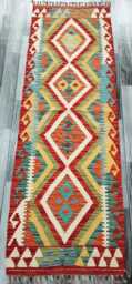 Classic Runner Rug, Handmade Artisan Afghan Turkish Scandinavian Navajo Bohemian Wool Flatweave Multicolour Kilim Rug 183x61 cm - thumbnail 1