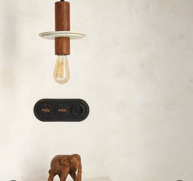 Arbter Terrazzo Wood Pendant Light - Handmade Bedside Lighting - image 1