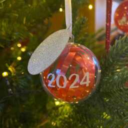 2025 Ribbon Keepsake Bauble Personalised Kids Christmas Tree Decoration, Keepsake For Kids, Ribbon Height Bauble - thumbnail 2