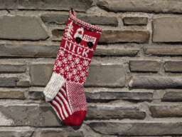 Pickup Truck Christmas Stocking - Hand Knit, Fair Isle, Vintage Inspired Knit With The Wind