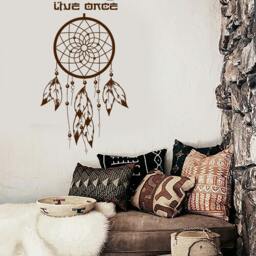Wall Vinyl Decal Bedroom Decor Dream Catcher Quote We Only Live Once Modern Ethnic Home Art - #1083Dz - thumbnail 2
