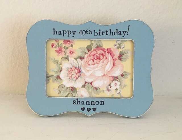Personalized Birthday Picture Frame Hand-Painted Distressed Wood - image 1