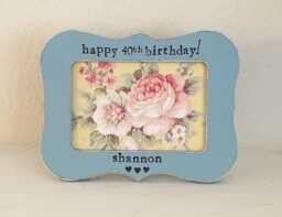 Personalized Birthday Picture Frame Hand-Painted Distressed Wood - thumbnail 1