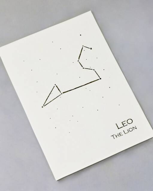 Leo Constellation Zodiac Art Print/Gold Foil Wall Astrology Home Decor July-August Birthday On Cream Or Navy - image 1