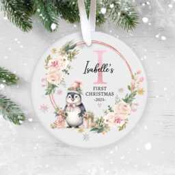 Personalised Baby's First Christmas Decoration, Gift For Girl, Keepsake 1st Bauble, Ornament 2025 - thumbnail 3