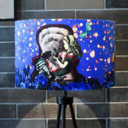 Lampshade Alice in Wonderland Blue Purple Velvet - Drum Lamp Shade 25cm 30cm 35cm 40cm 45cm Table Lamp Shade, Ceiling Shade, Pendant - thumbnail 2