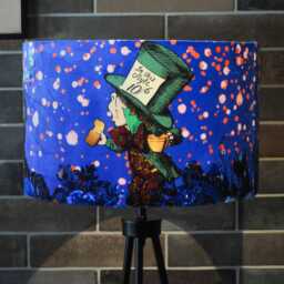 Lampshade Alice in Wonderland Blue Purple Velvet - Drum Lamp Shade 25cm 30cm 35cm 40cm 45cm Table Lamp Shade, Ceiling Shade, Pendant - thumbnail 3