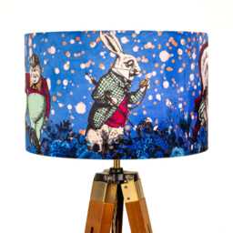 Lampshade Alice in Wonderland Blue Purple Velvet - Drum Lamp Shade 25cm 30cm 35cm 40cm 45cm Table Lamp Shade, Ceiling Shade, Pendant - thumbnail 4