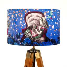 Lampshade Alice in Wonderland Blue Purple Velvet - Drum Lamp Shade 25cm 30cm 35cm 40cm 45cm Table Lamp Shade, Ceiling Shade, Pendant