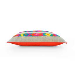 Embroidered Linen Pillow Cover, Bohemian Tribal Cushion - thumbnail 3
