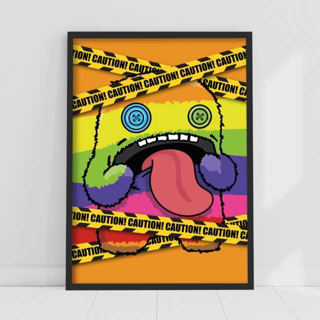 Fuggler Wall Art Print - Oogah Boogah Rainbow Caution Poster - image 1