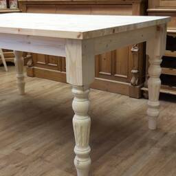 Brand New Made To Order Solid Pine Raw Wood Farmhouse Kitchen Dining Table With Fluted Legs - thumbnail 3