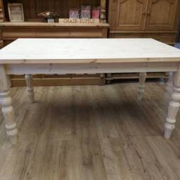 Brand New Made To Order Solid Pine Raw Wood Farmhouse Kitchen Dining Table With Fluted Legs - thumbnail 4
