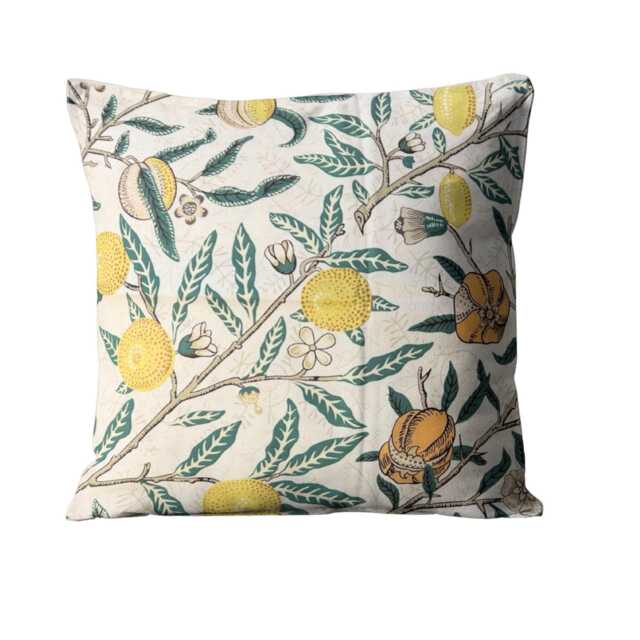 William Morris, Fruit, Sap Green/Tangerine, Cotton & Linen Blend Cushion Cover, Throw Pillow Home Decor, 16 X Inches - image 1