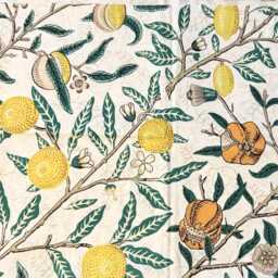 William Morris Fruit Pillow Cover Sap Green Tangerine Cotton Linen, 16x16 - thumbnail 2