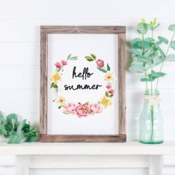 Hello Summer Wreath Print, Wall Decor, Art, Vibes Prints, Flowers Print Posters - thumbnail 2