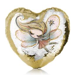 Personalized Sequin Heart Cushion, Fairy Design Pillow - thumbnail 3