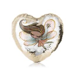 Personalized Sequin Heart Cushion, Fairy Design Pillow - thumbnail 1
