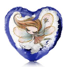 Personalized Sequin Heart Cushion, Fairy Design Pillow - thumbnail 2