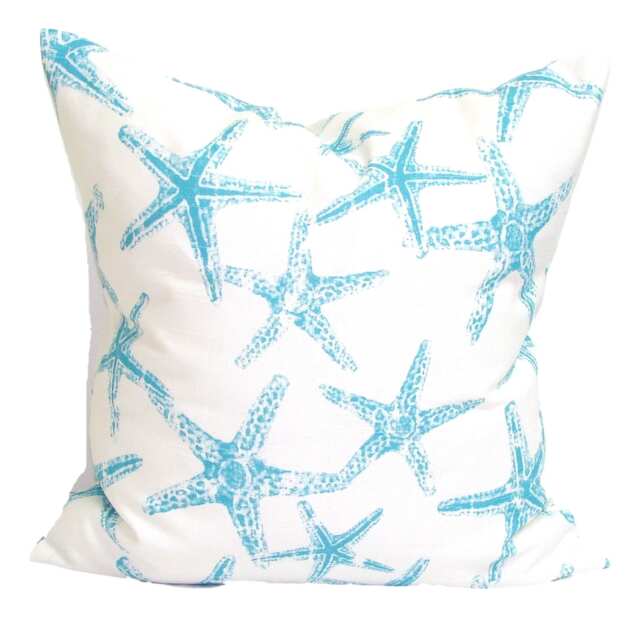 Nautical Starfish Pillow Cover, Outdoor Aqua All Sizes - image 1