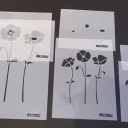 Poppy Stencil Reusable Mylar, Wall & Furniture Decor - thumbnail 3
