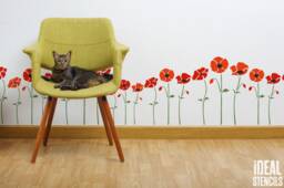 Poppy Stencil Reusable Mylar, Wall & Furniture Decor - thumbnail 1