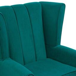 Luxe Handmade Teal Velvet Fluted Wingback Chair Washable Aquaclean Fabric, British Custom Made - thumbnail 3