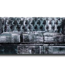 Chesterfield Velvet Two/Three Seater Sofa in Funky Grey Patchwork - thumbnail 3