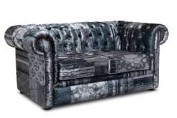 Chesterfield Velvet Two/Three Seater Sofa in Funky Grey Patchwork - thumbnail 1