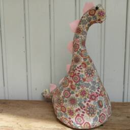 Dinosour Doorstop/Bookend - Floral Cotton -Flat-Packed Doorstop For Home Filling -Fun -Monster -Kids Room -Nursery - thumbnail 2