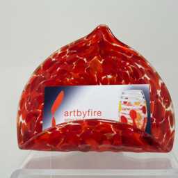 Blown Glass Business Card Or Phone Holder Red - thumbnail 4
