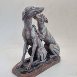Marble Effect Townley Greyhound Statuette, Dog Ornament, 3D Printed Animal Figurine. Cute Puppy Gift Idea, Whippet Hound Bust, Statue - thumbnail 3