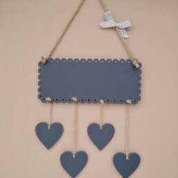 Custom Plaque, Personalised Sign. Design Your Own. Family, Housewarming, Wedding, Friends. Hanging Hearts Or Stars. Mineral Grey & White - thumbnail 3