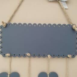 Custom Plaque, Personalised Sign. Design Your Own. Family, Housewarming, Wedding, Friends. Hanging Hearts Or Stars. Mineral Grey & White - thumbnail 2