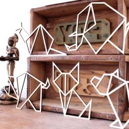 Charming Set Of 6 Animals Geometric Decoration Living Animal Modern Minimalist Wood Laser Art - thumbnail 2