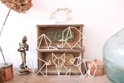 Charming Set Of 6 Animals Geometric Decoration Living Animal Modern Minimalist Wood Laser Art - thumbnail 1