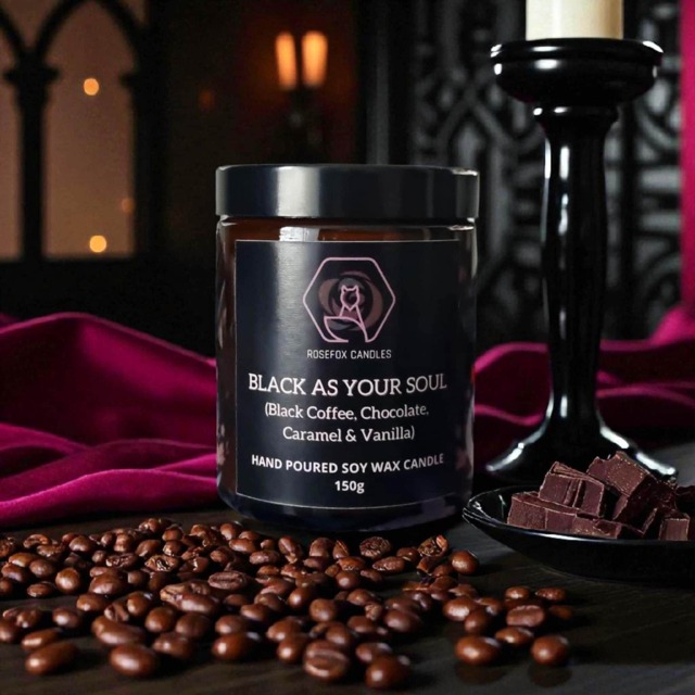 Black Coffee, Chocolate & Caramel Candle - As Your Soul Dark Academia Soy Wax - image 1